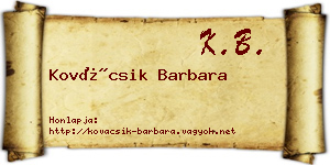 Kovácsik Barbara névjegykártya