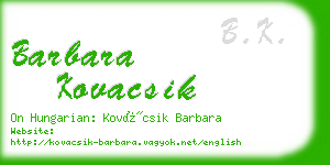 barbara kovacsik business card